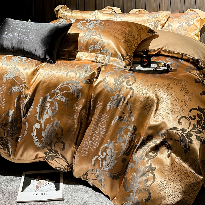 91家纺网 家纺一手货源 找家纺 七夜居 2025新款直播爆款欧式轻奢贡缎提花磨毛四件套 凯瑟琳