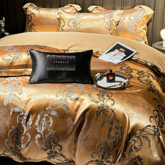 91家纺网 家纺一手货源 找家纺 七夜居 2025新款直播爆款欧式轻奢贡缎提花磨毛四件套 凯瑟琳