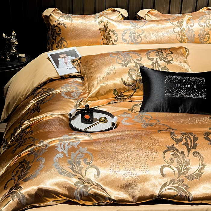 91家纺网 家纺一手货源 找家纺 七夜居 2025新款直播爆款欧式轻奢贡缎提花磨毛四件套 凯瑟琳