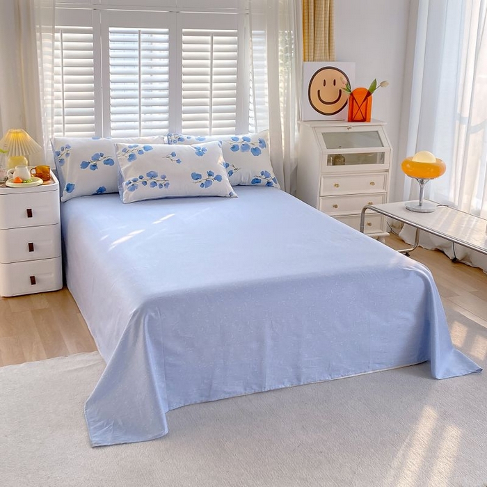 91家纺网 家纺一手货源 找家纺 洺兰2025年13070全棉喷气印花纯棉床单小清新花卉北欧风单床单