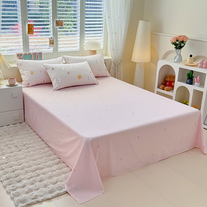 91家纺网 家纺一手货源 找家纺 洺兰2025年13070全棉喷气印花纯棉床单小清新花卉北欧风单床单