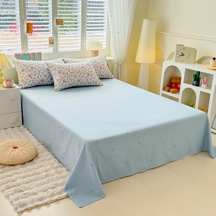 91家纺网 家纺一手货源 找家纺 洺兰2025年13070全棉喷气印花纯棉床单小清新花卉北欧风单床单