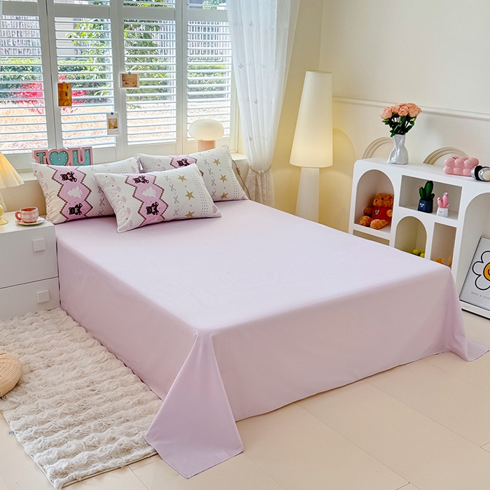 91家纺网 家纺一手货源 找家纺 洺兰2025年13070全棉喷气印花纯棉床单小清新花卉北欧风单床单