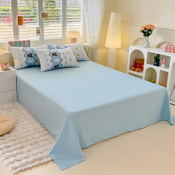 91家纺网 家纺一手货源 找家纺 洺兰2025年13070全棉喷气印花纯棉床单小清新花卉北欧风单床单