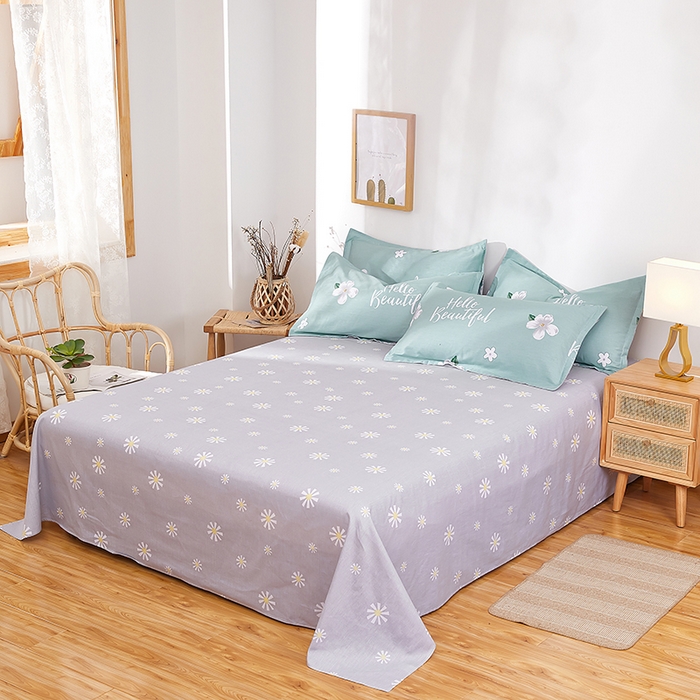 91家纺网 家纺一手货源 找家纺 洺兰2025年13070全棉喷气印花纯棉床单小清新花卉北欧风单床单