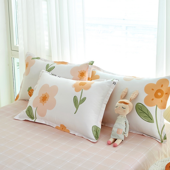 91家纺网 家纺一手货源 找家纺 洺兰2025年13070全棉喷气印花纯棉床单小清新花卉北欧风单床单