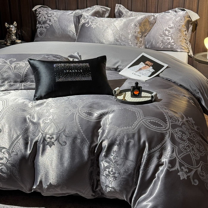 91家纺网 家纺一手货源 找家纺 七夜居 2026新款直播爆款欧式轻奢贡缎提花磨毛四件套 罗丽娜