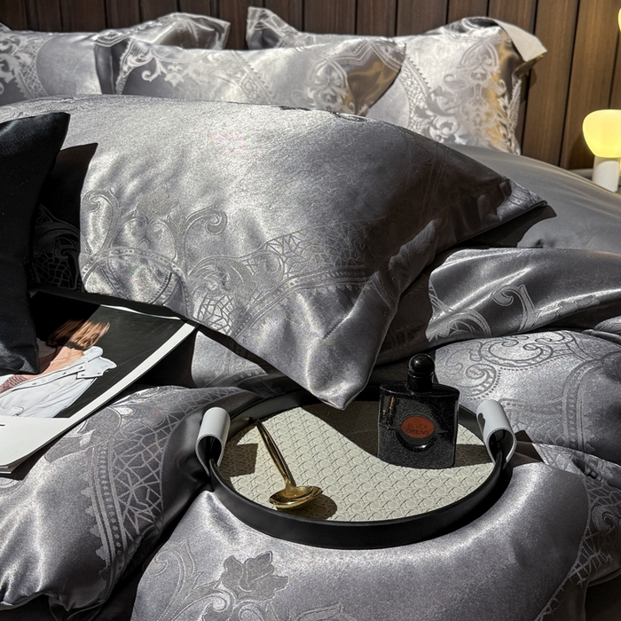 91家纺网 家纺一手货源 找家纺 七夜居 2026新款直播爆款欧式轻奢贡缎提花磨毛四件套 罗丽娜