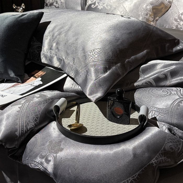 91家纺网 家纺一手货源 找家纺 七夜居 2026新款直播爆款欧式轻奢贡缎提花磨毛四件套 罗丽娜