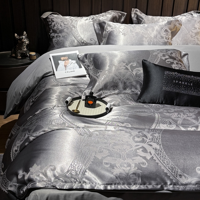 91家纺网 家纺一手货源 找家纺 七夜居 2026新款直播爆款欧式轻奢贡缎提花磨毛四件套 罗丽娜