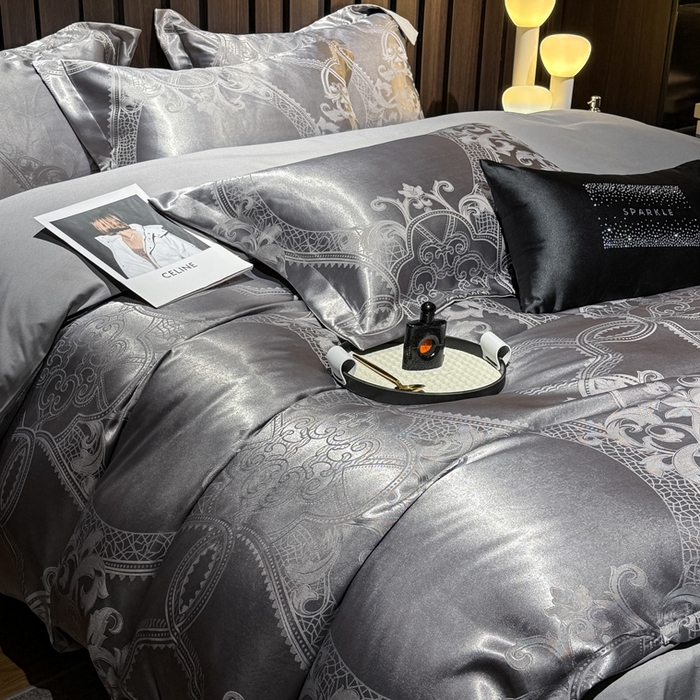 91家纺网 家纺一手货源 找家纺 七夜居 2026新款直播爆款欧式轻奢贡缎提花磨毛四件套 罗丽娜