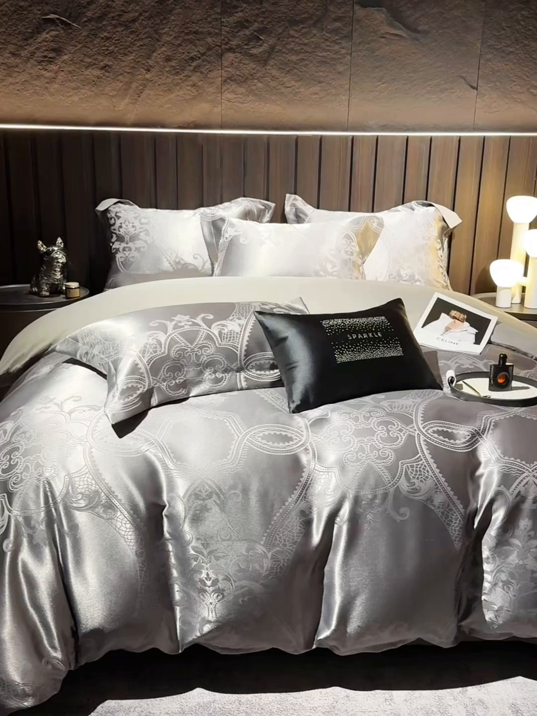 91家纺网 家纺一手货源 找家纺 七夜居 2026新款直播爆款欧式轻奢贡缎提花磨毛四件套 罗丽娜