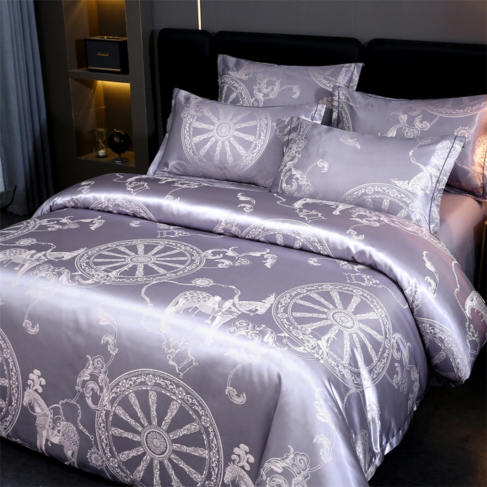 91家纺网 家纺一手货源 找家纺 七夜居 2025新款直播爆款欧式轻奢贡缎提花磨毛四件套 罗马之恋