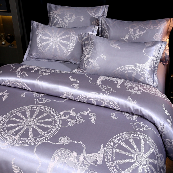 91家纺网 家纺一手货源 找家纺 七夜居 2025新款直播爆款欧式轻奢贡缎提花磨毛四件套 罗马之恋