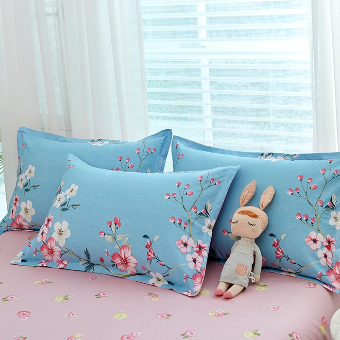 91家纺网 家纺一手货源 找家纺 洺兰2025年13070全棉喷气印花纯棉床单小清新花卉北欧风单床单