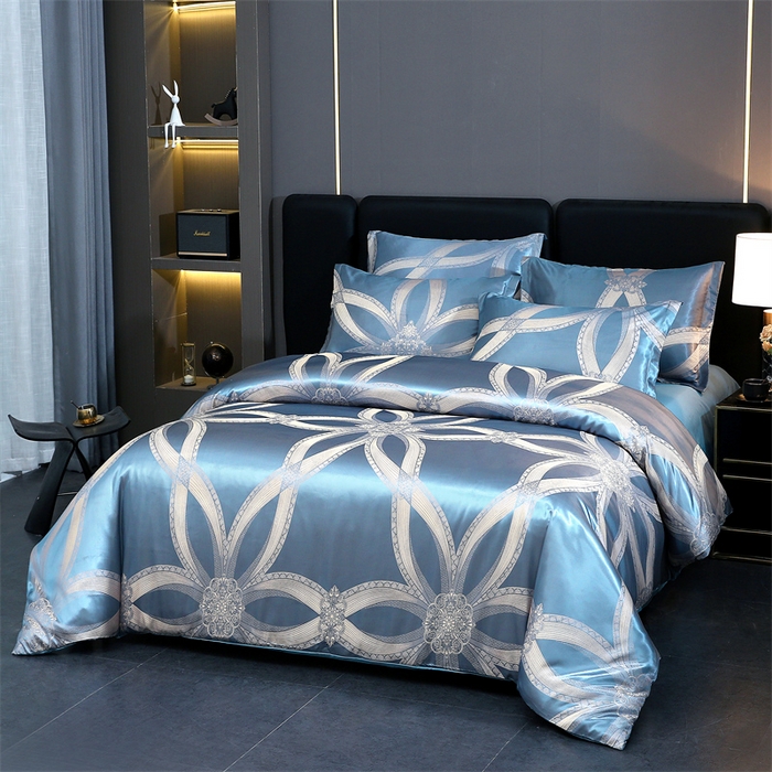 91家纺网 家纺一手货源 找家纺 七夜居 2025新款直播爆款欧式轻奢贡缎提花磨毛四件套 曼韵