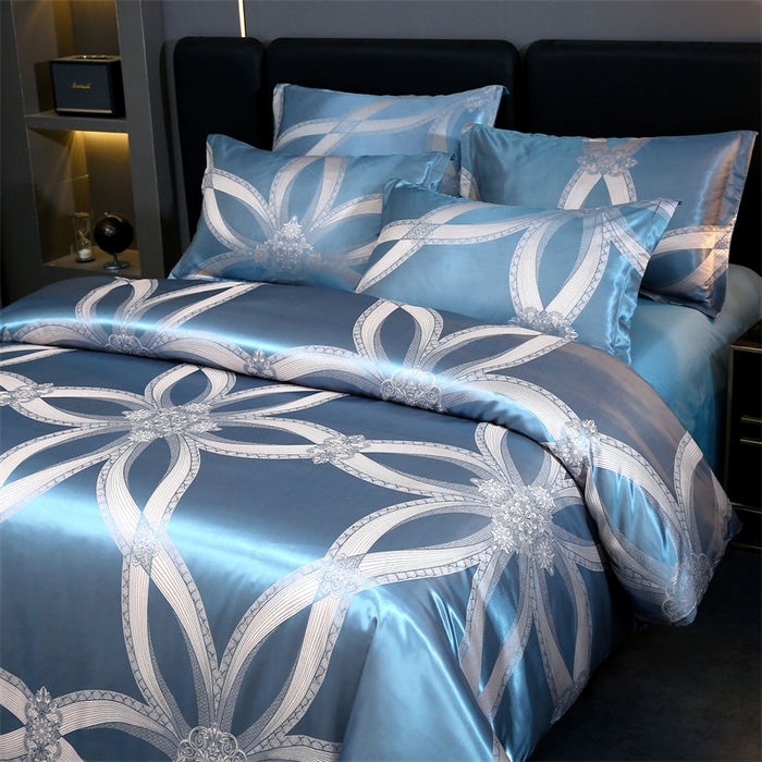 91家纺网 家纺一手货源 找家纺 七夜居 2025新款直播爆款欧式轻奢贡缎提花磨毛四件套 曼韵