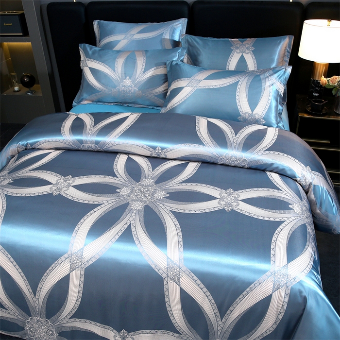 91家纺网 家纺一手货源 找家纺 七夜居 2025新款直播爆款欧式轻奢贡缎提花磨毛四件套 曼韵