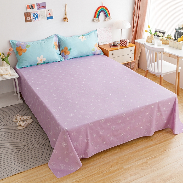 91家纺网 家纺一手货源 找家纺 洺兰2025年13070全棉喷气印花纯棉床单小清新花卉北欧风单床单