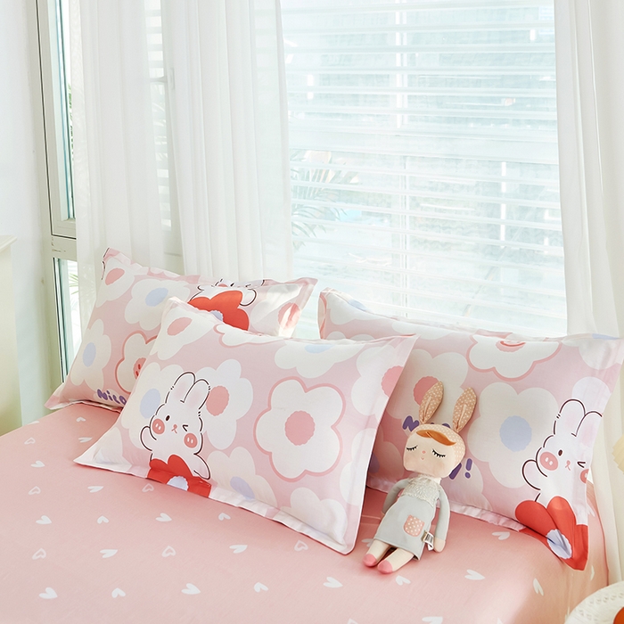 91家纺网 家纺一手货源 找家纺 洺兰2025年13070全棉喷气印花纯棉床单小清新花卉北欧风单床单