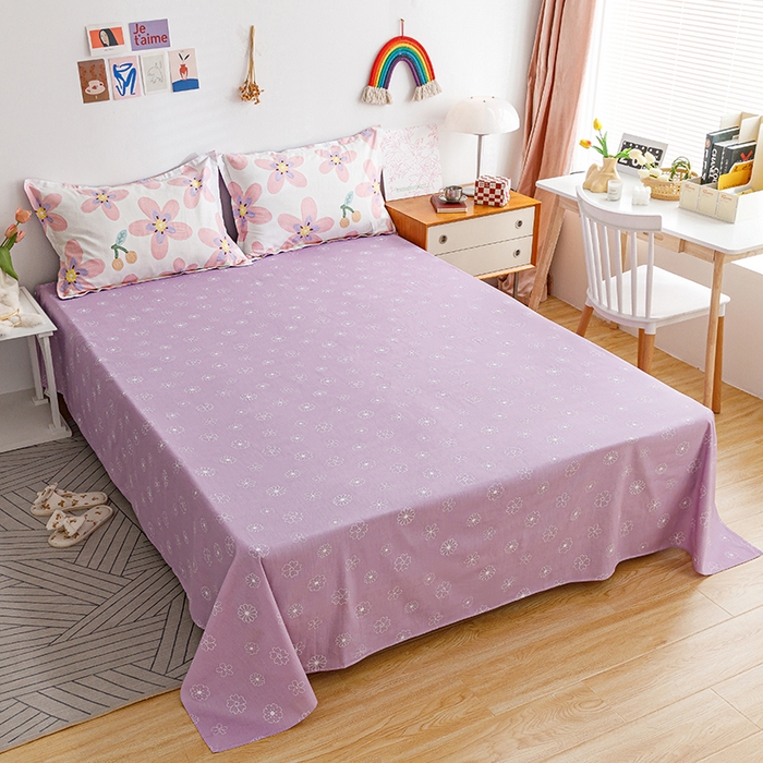 91家纺网 家纺一手货源 找家纺 洺兰2025年13070全棉喷气印花纯棉床单小清新花卉北欧风单床单