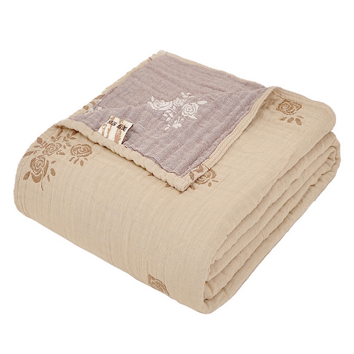 91家纺网 家纺一手货源 找家纺 萌飞 2025春夏新款全棉纯棉超柔四层泡纱布毛巾被 密恋