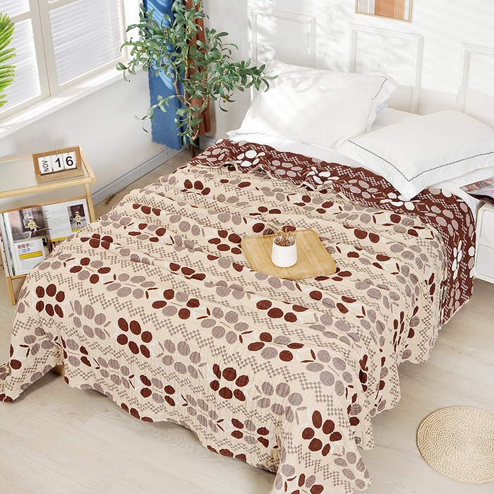 萌飞 2025春夏新款全棉纯棉超柔四层泡纱布毛巾被 空野