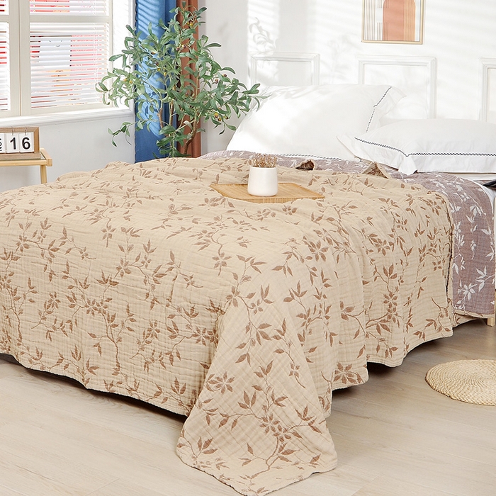 91家纺网 家纺一手货源 找家纺 萌飞 2025春夏新款全棉纯棉超柔四层泡纱布毛巾被 夏知