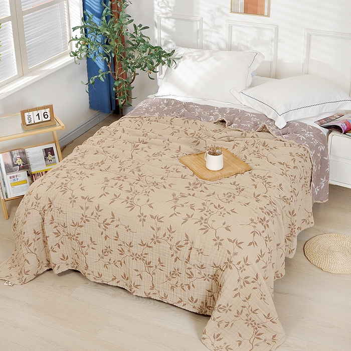 萌飞 2025春夏新款全棉纯棉超柔四层泡纱布毛巾被 夏知