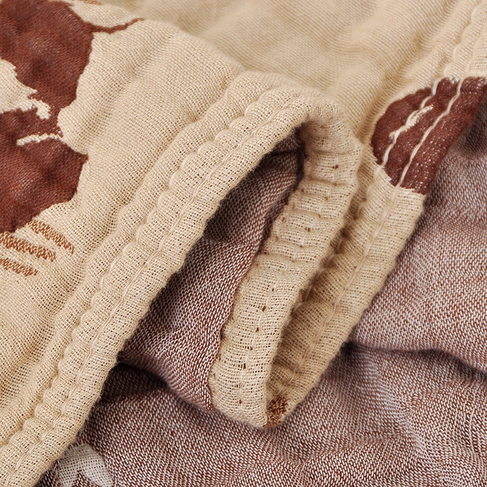 91家纺网 家纺一手货源 找家纺 萌飞 2025春夏新款全棉纯棉超柔四层泡纱布毛巾被 熊猫