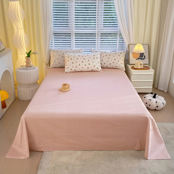 91家纺网 家纺一手货源 找家纺 洺兰2025年13070全棉喷气印花纯棉床单小清新花卉北欧风单床单