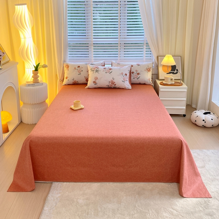 91家纺网 家纺一手货源 找家纺 洺兰2025年13070全棉喷气印花纯棉床单小清新花卉北欧风单床单