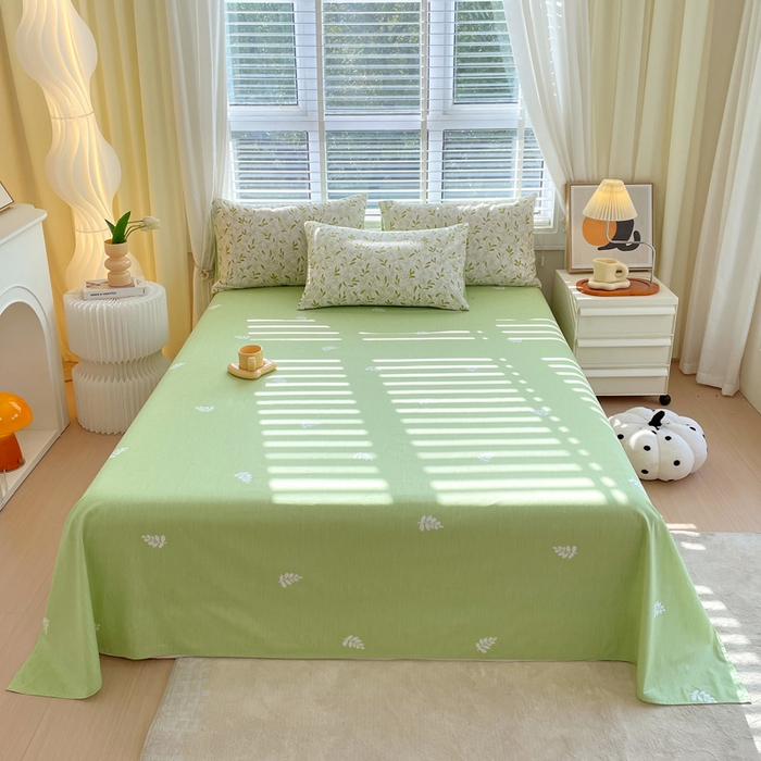 91家纺网 家纺一手货源 找家纺 洺兰2025年13070全棉喷气印花纯棉床单小清新花卉北欧风单床单