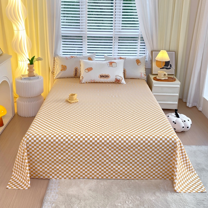 91家纺网 家纺一手货源 找家纺 洺兰2025年13070全棉喷气印花纯棉床单小清新花卉北欧风单床单