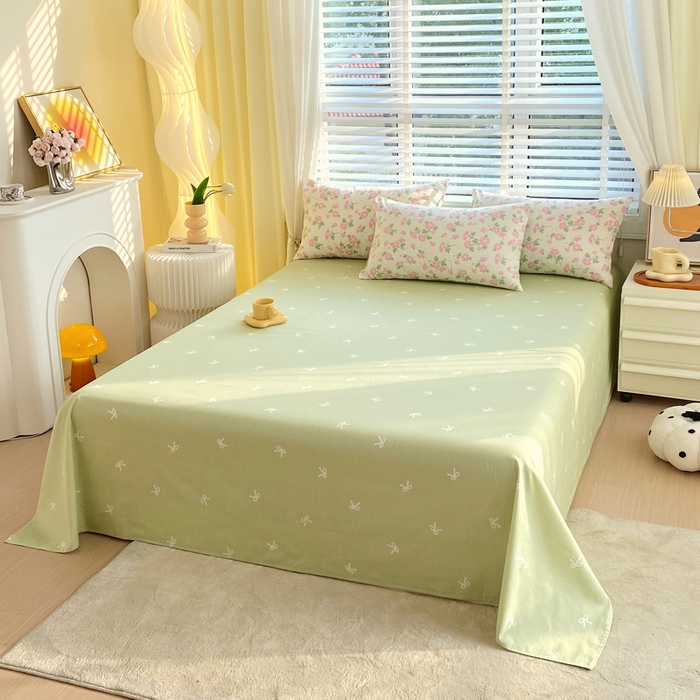 91家纺网 家纺一手货源 找家纺 洺兰2025年13070全棉喷气印花纯棉床单小清新花卉北欧风单床单