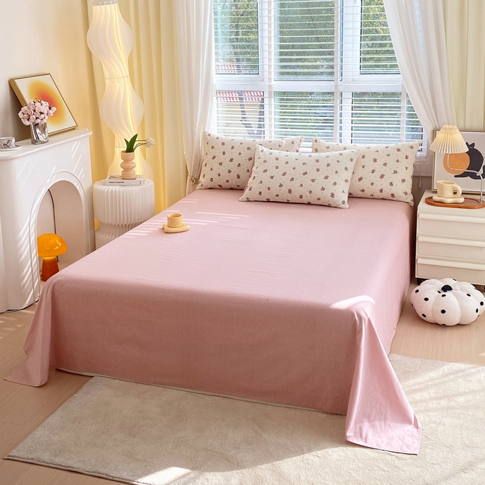 91家纺网 家纺一手货源 找家纺 洺兰2025年13070全棉喷气印花纯棉床单小清新花卉北欧风单床单