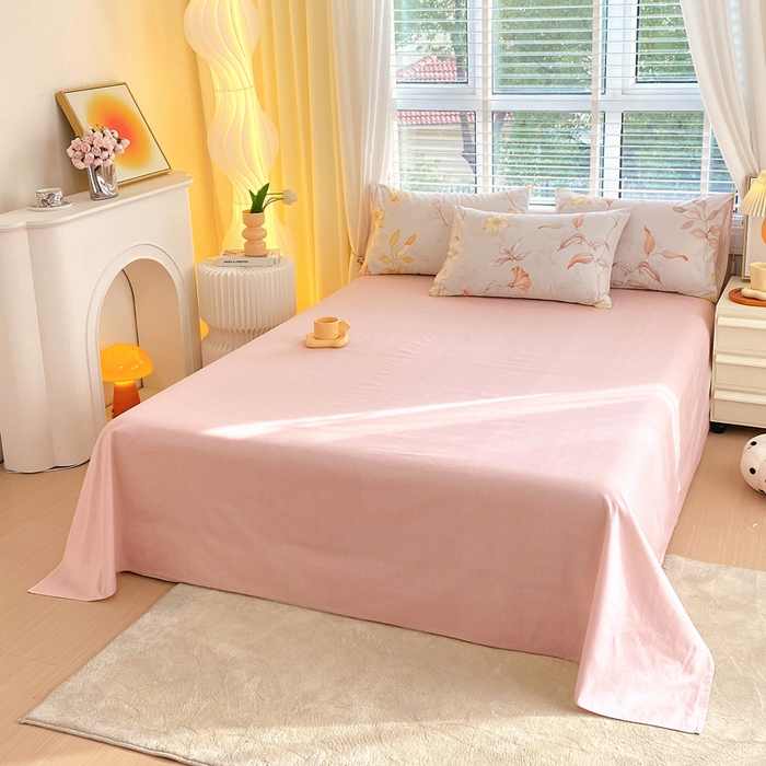 91家纺网 家纺一手货源 找家纺 洺兰2025年13070全棉喷气印花纯棉床单小清新花卉北欧风单床单