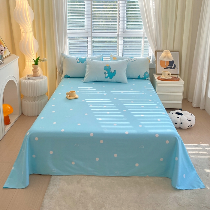 91家纺网 家纺一手货源 找家纺 洺兰2025年13070全棉喷气印花纯棉床单小清新花卉北欧风单床单