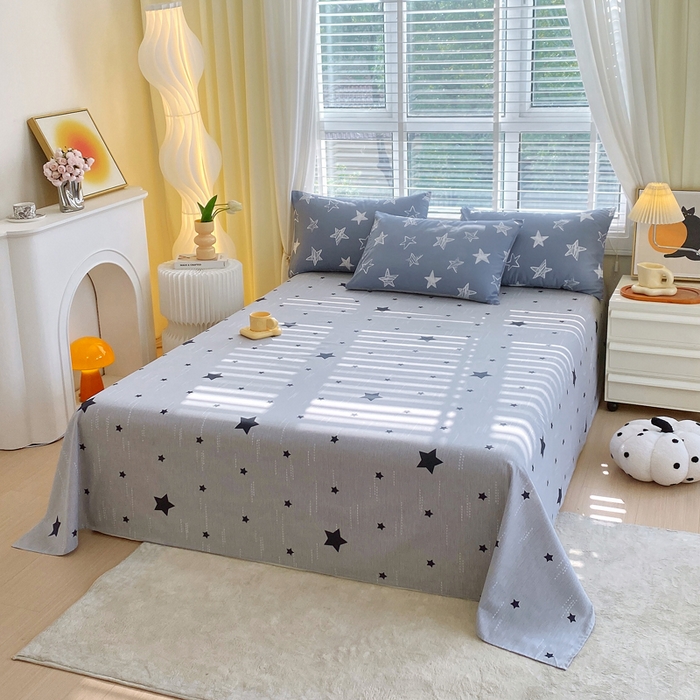 91家纺网 家纺一手货源 找家纺 洺兰2025年13070全棉喷气印花纯棉床单小清新花卉北欧风单床单