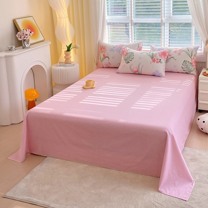 91家纺网 家纺一手货源 找家纺 洺兰2025年13070全棉喷气印花纯棉床单小清新花卉北欧风单床单