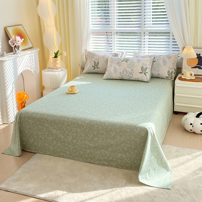 91家纺网 家纺一手货源 找家纺 洺兰2025年13070全棉喷气印花纯棉床单小清新花卉北欧风单床单