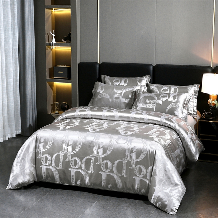 91家纺网 家纺一手货源 找家纺 七夜居 2025新款直播爆款欧式轻奢贡缎提花磨毛四件套 暮光之城-灰