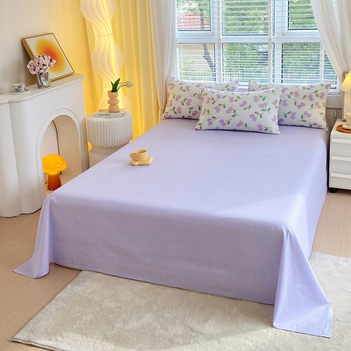 91家纺网 家纺一手货源 找家纺 洺兰2025年13070全棉喷气印花纯棉床单小清新花卉北欧风单床单