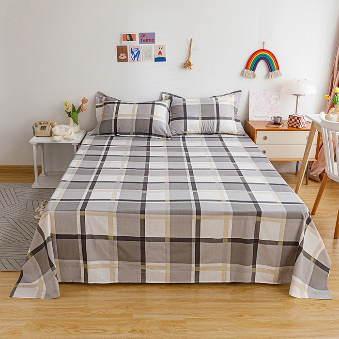 91家纺网 家纺一手货源 找家纺 洺兰2025年13070全棉喷气印花纯棉床单小清新花卉北欧风单床单