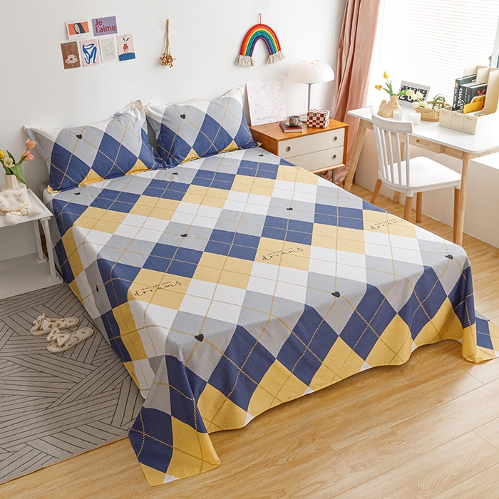 91家纺网 家纺一手货源 找家纺 洺兰2025年13070全棉喷气印花纯棉床单小清新花卉北欧风单床单