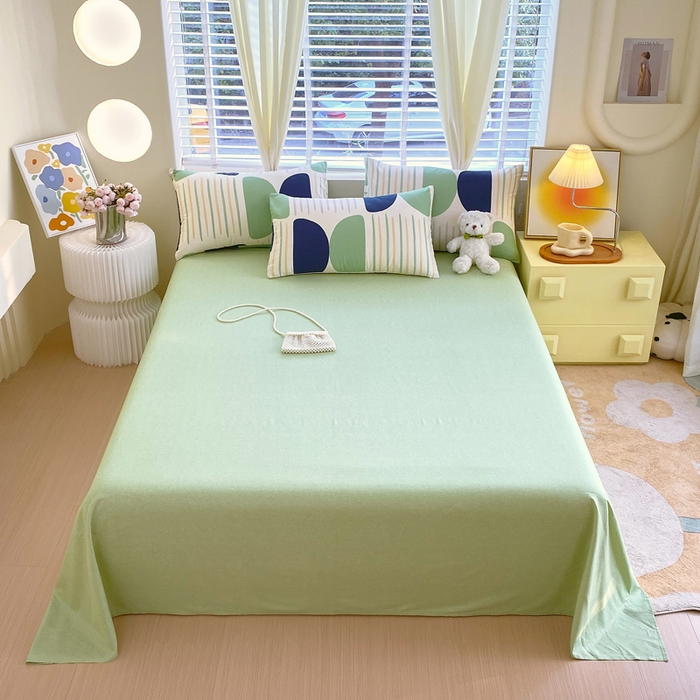 91家纺网 家纺一手货源 找家纺 洺兰2025年13070全棉喷气印花纯棉床单小清新花卉北欧风单床单