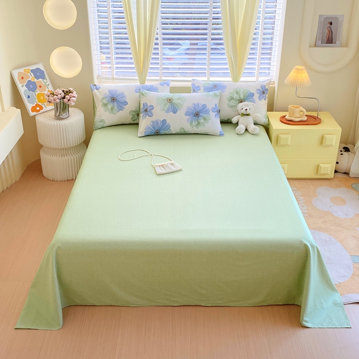 91家纺网 家纺一手货源 找家纺 洺兰2025年13070全棉喷气印花纯棉床单小清新花卉北欧风单床单