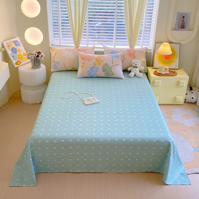 91家纺网 家纺一手货源 找家纺 洺兰2025年13070全棉喷气印花纯棉床单小清新花卉北欧风单床单