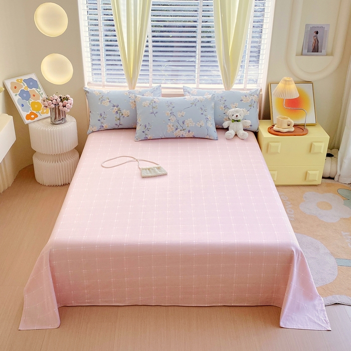 91家纺网 家纺一手货源 找家纺 洺兰2025年13070全棉喷气印花纯棉床单小清新花卉北欧风单床单