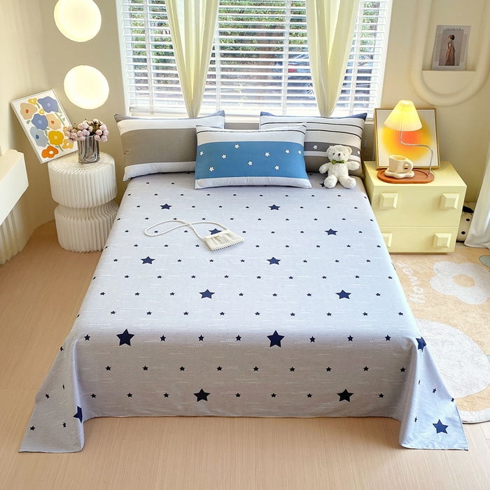 91家纺网 家纺一手货源 找家纺 洺兰2025年13070全棉喷气印花纯棉床单小清新花卉北欧风单床单